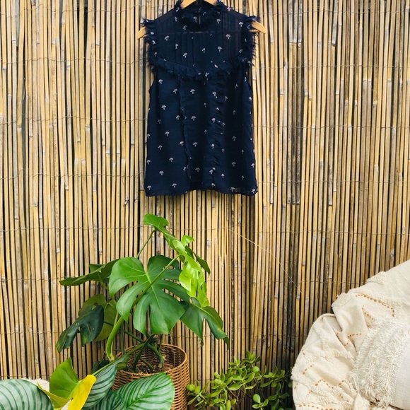 SOLD Portmans Navy Detailed High Neck Top w/ Pin Tucks 12 - Picture 6 of 17